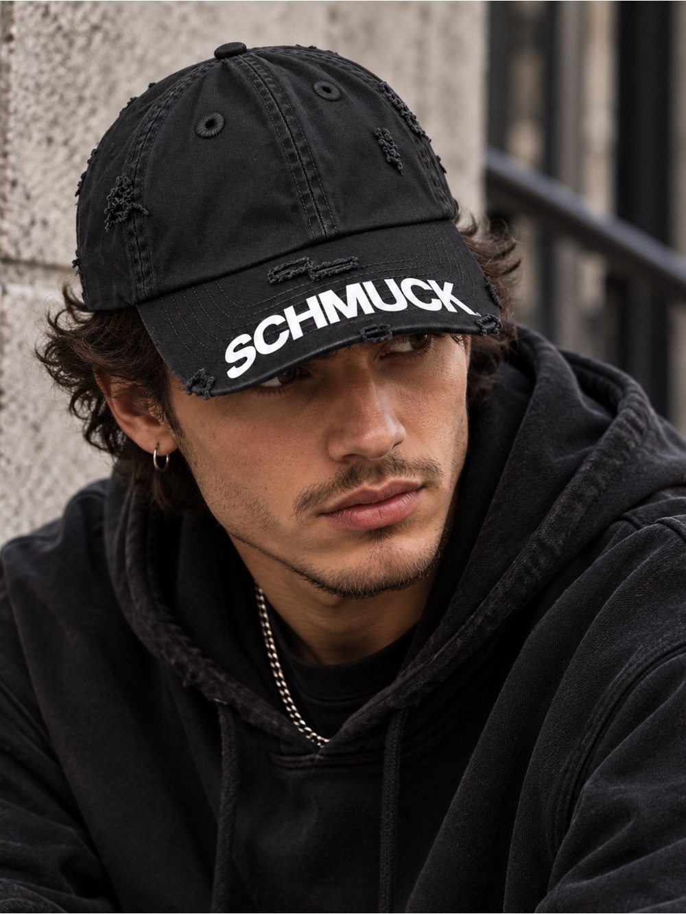 KBETHOS Vintage Schmuck Distressed Black Dad Hat Y2K Grunge Adjustable